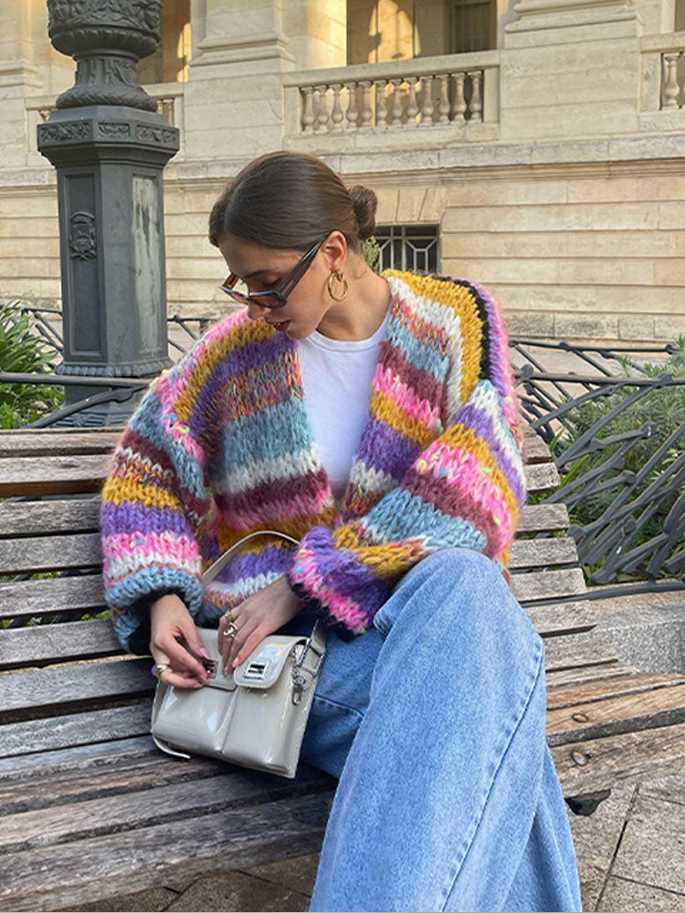 Stilla | Farverig patchworkcardigan