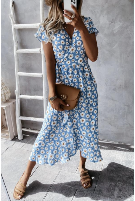 Stilla | Elsket Af Dig Blomster Midi Kjole Med Margitter