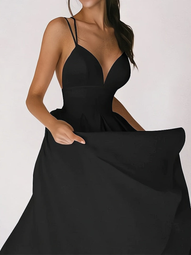 Stilla | Elegant Cinched Waist V-Hals Bryllupsgæst Kjole