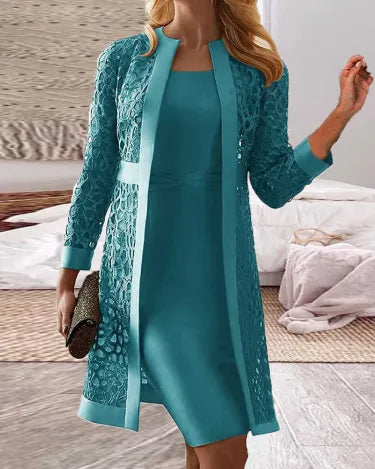 Stilla | Damernes Blonde Cardigan Kjole To-delt Sæt