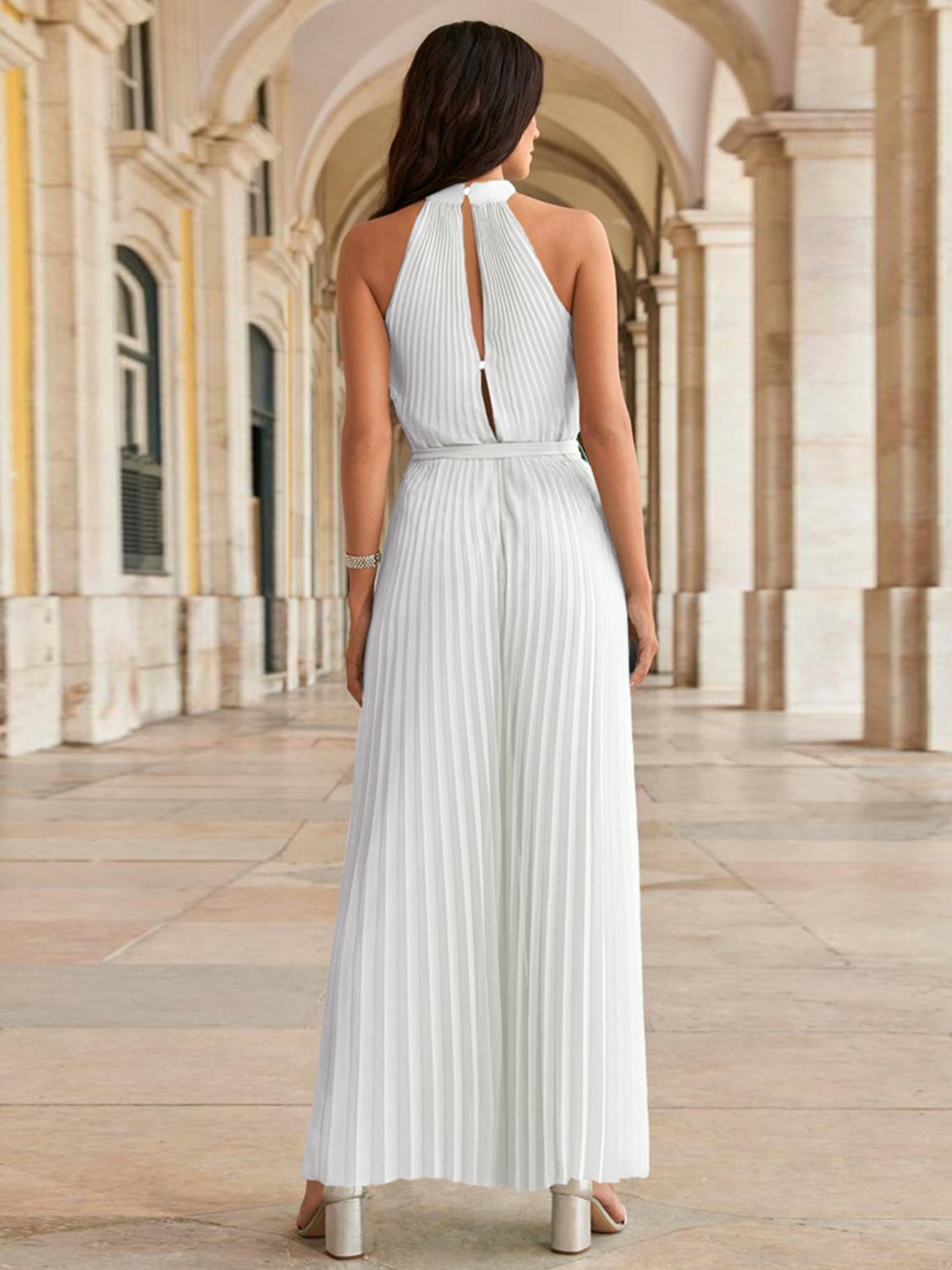 Stilla | Bundet Plisseret Ærmeløs Jumpsuit