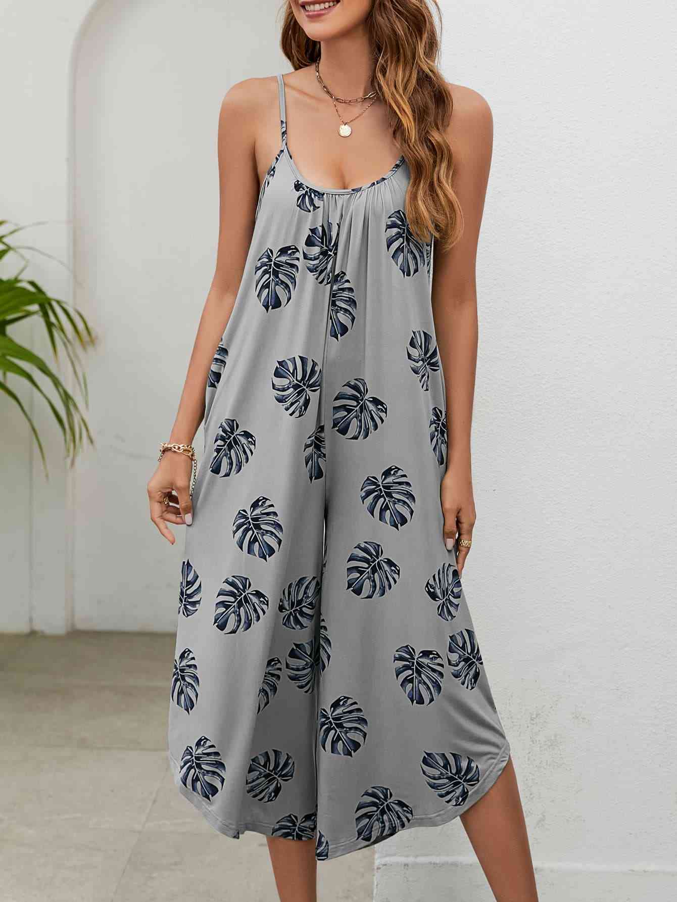 Stilla | Print Spaghetti Stroppe Scoop Hals Jumpsuit