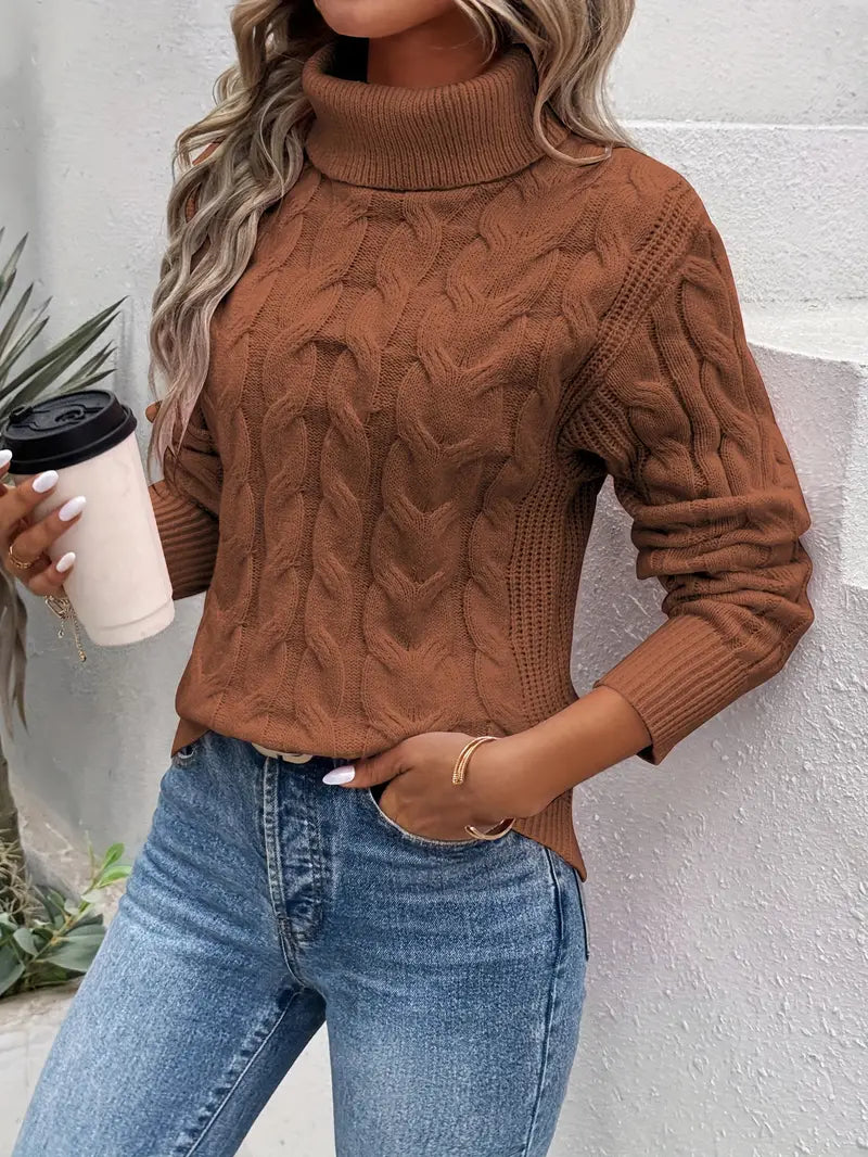 Stilla | Sweater med rullekrave i snoet strik