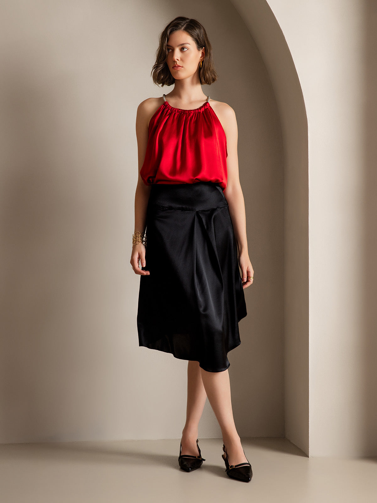 Stilla | Silke Moderigtig Asymmetrisk Kant Midi Nederdel