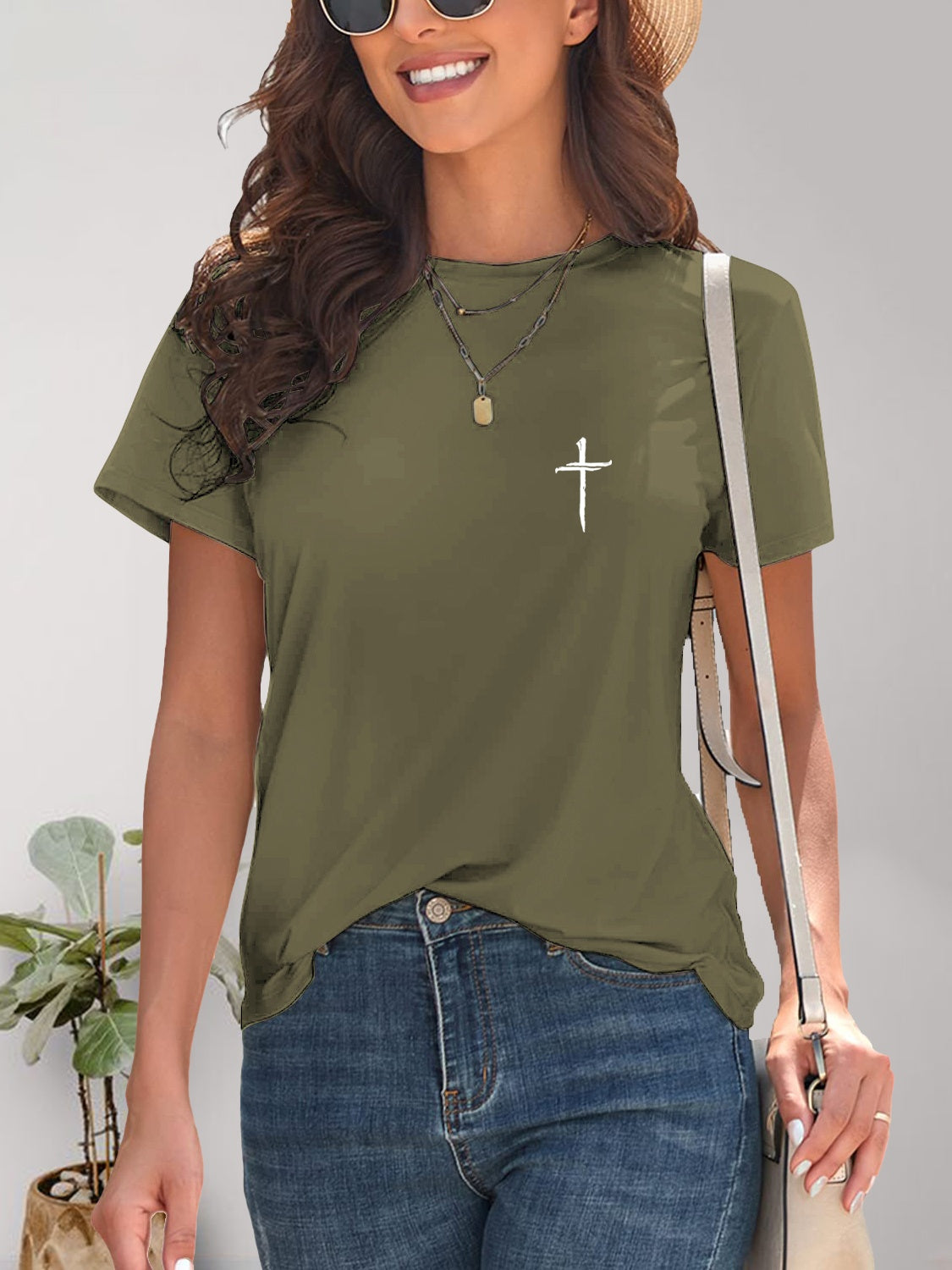 Stilla | Grafisk Rund Hals T-shirt