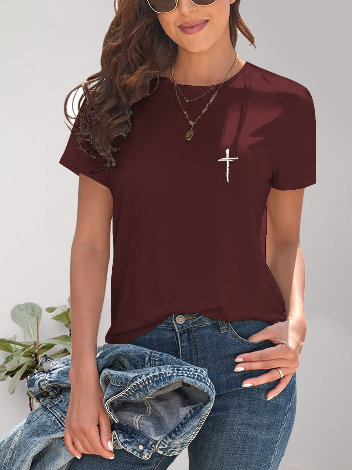 Stilla | Grafisk Rund Hals T-shirt