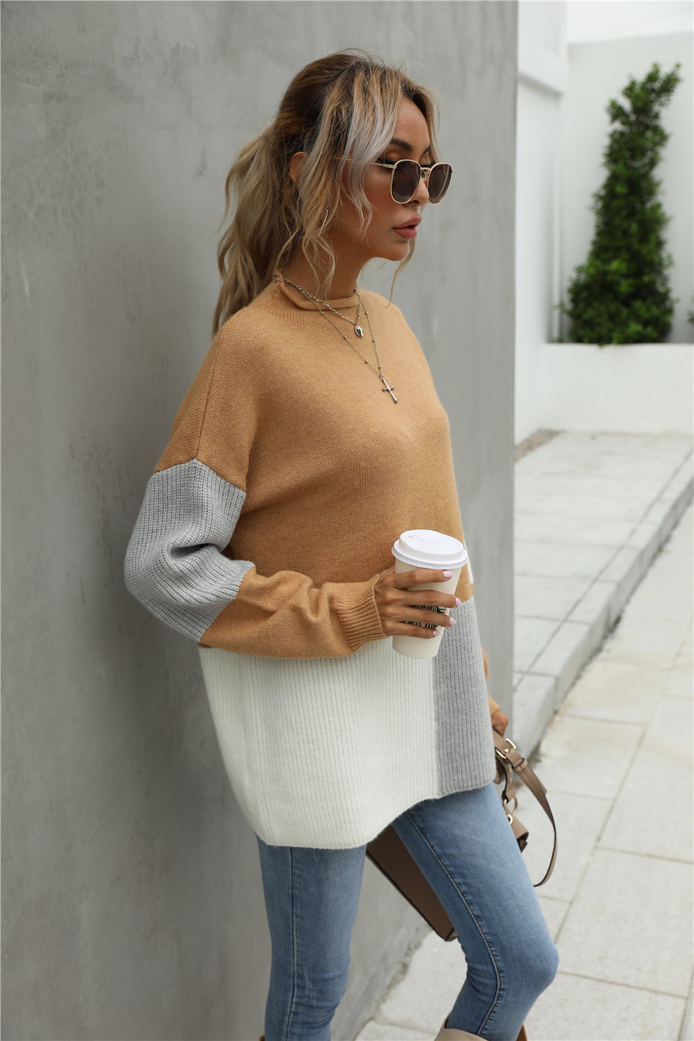 Stilla | Patchworksweater med rund hals