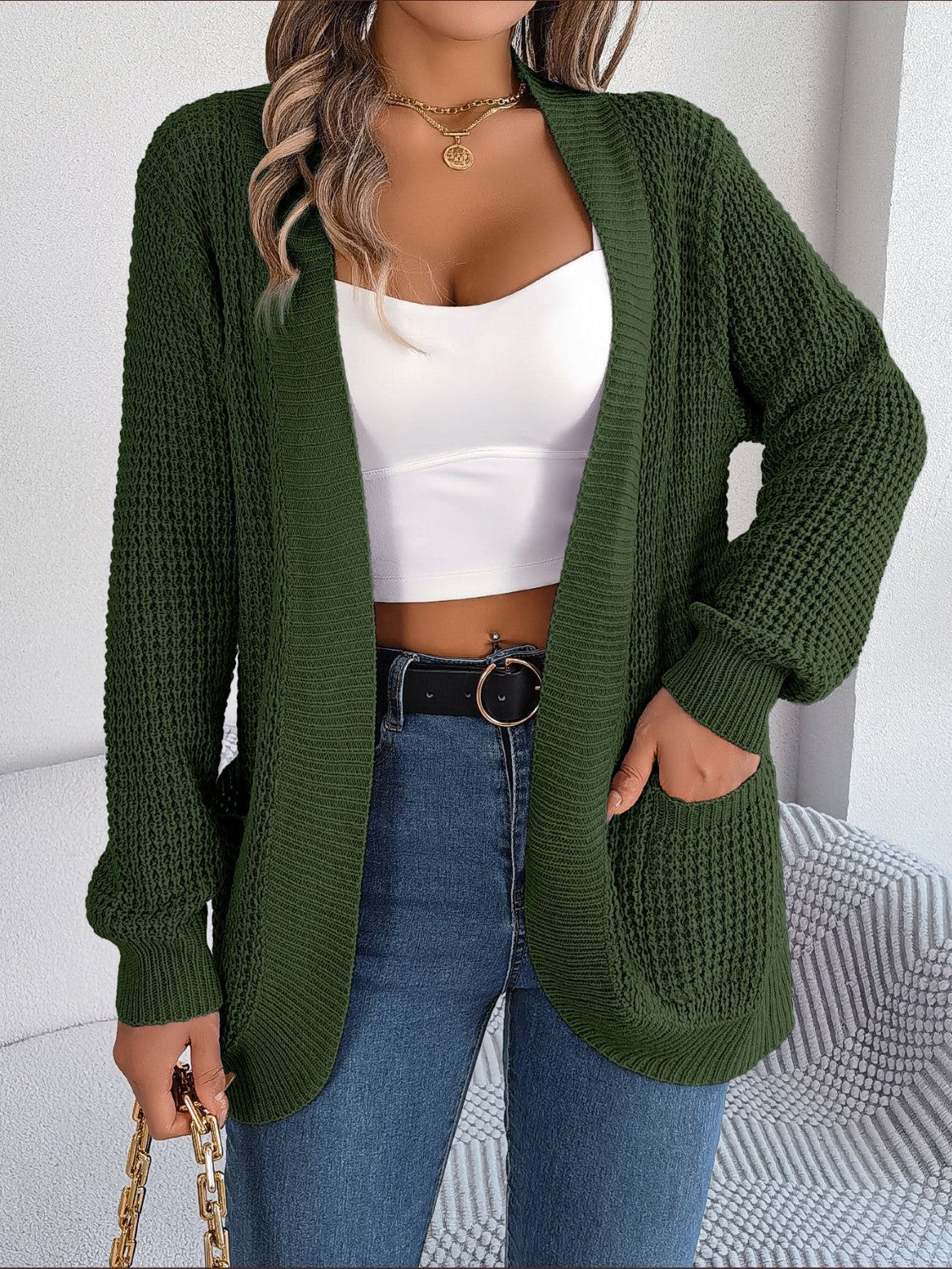 Stilla | Front langærmet cardigan med lommer