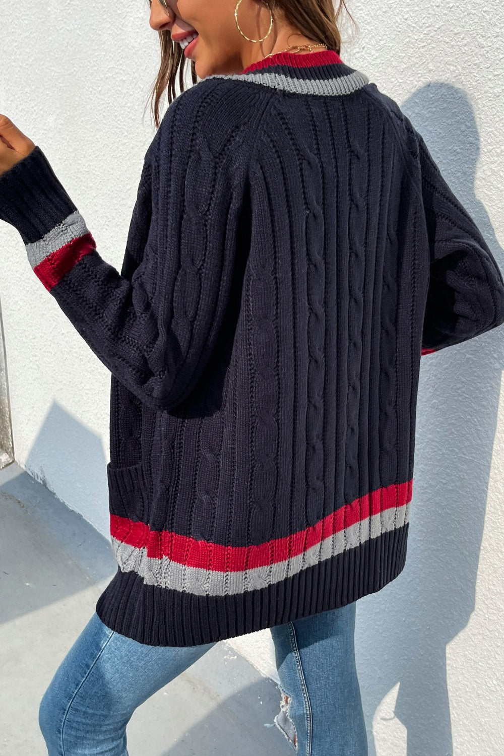 Stilla | Front Stribet Langærmet Cardigan