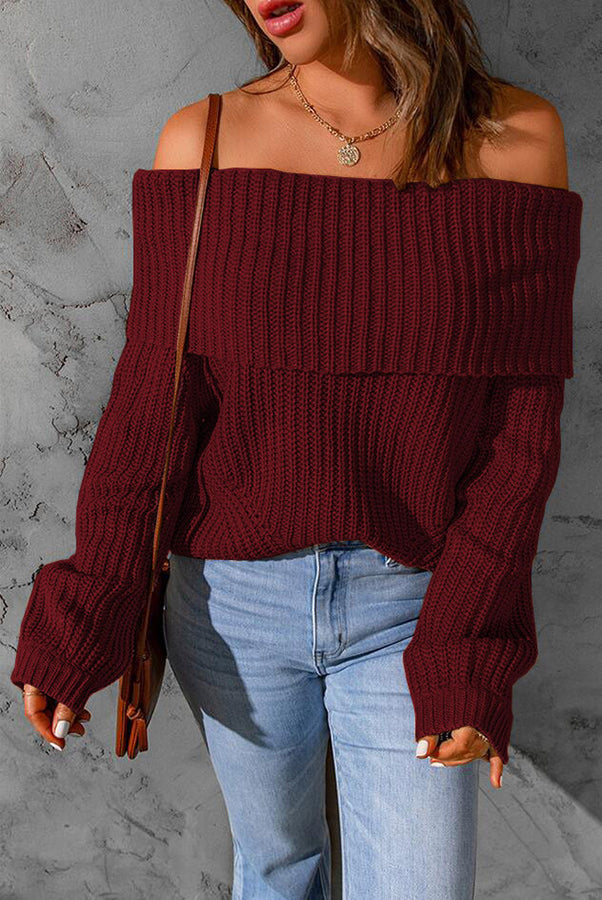 Stilla | Curl up and Get Cozy Off Shoulder Strik Trøje