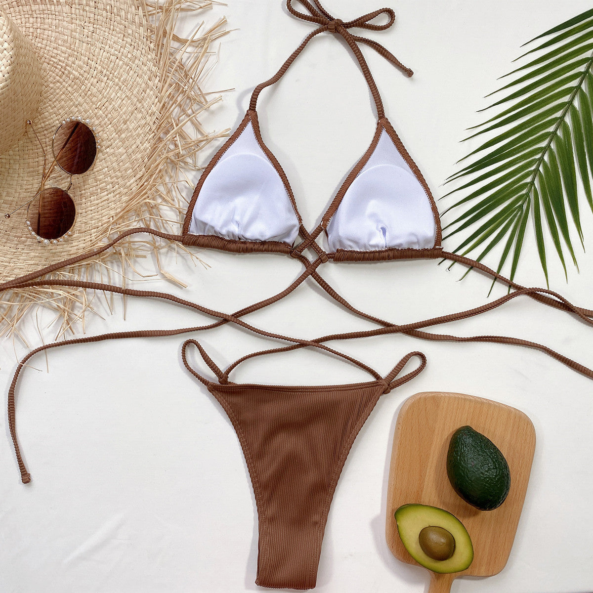 Stilla | Neck Crisscross Ribbed Bikini Sæt