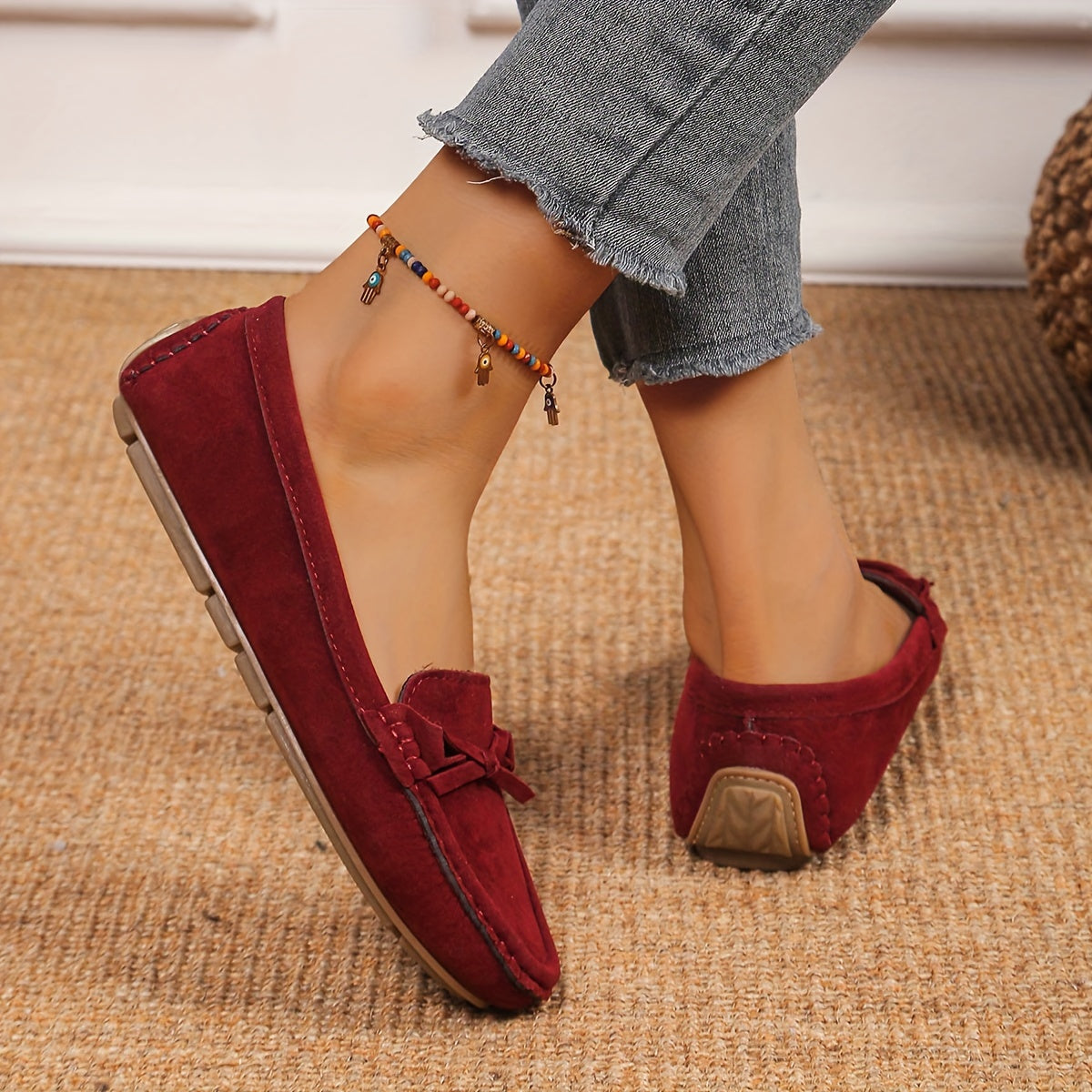 Stilla | Retro Loafers Med Sløjfe, Slip on Sko Med Rund Tå