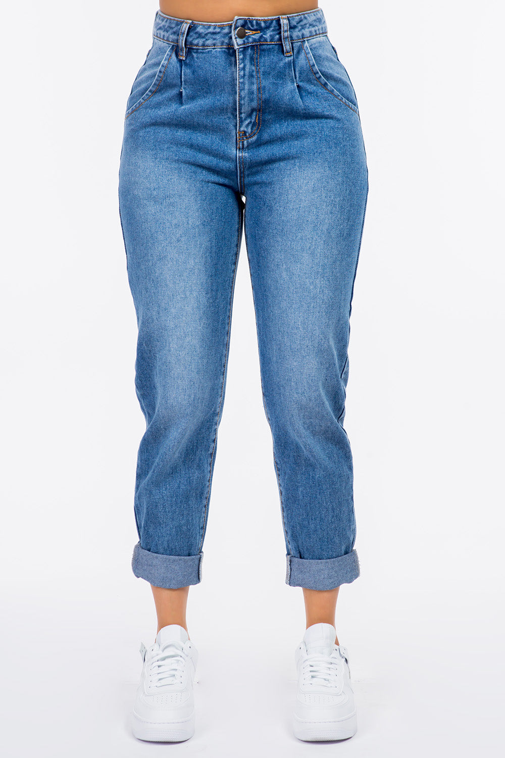 Stilla | Bazi Høj Talje Plisseret Talje Mor Jeans