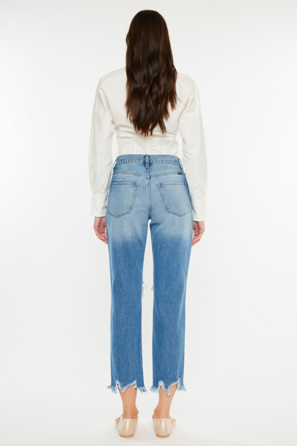 Stilla | Distressed Frayed Hem Cropped Jeans