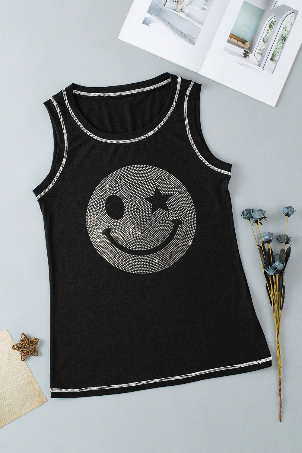 Stilla | Smile Face Rund Hals Tank