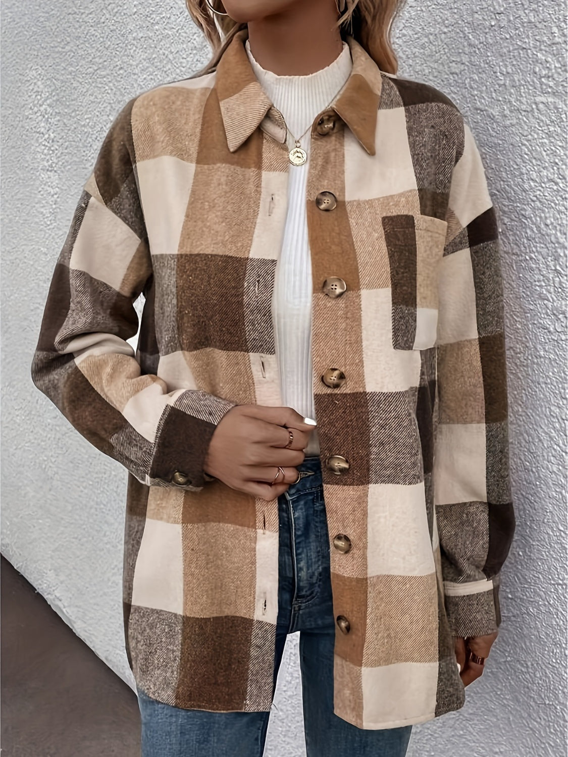 Stilla | Hem Plaid Krave Neck Shacket