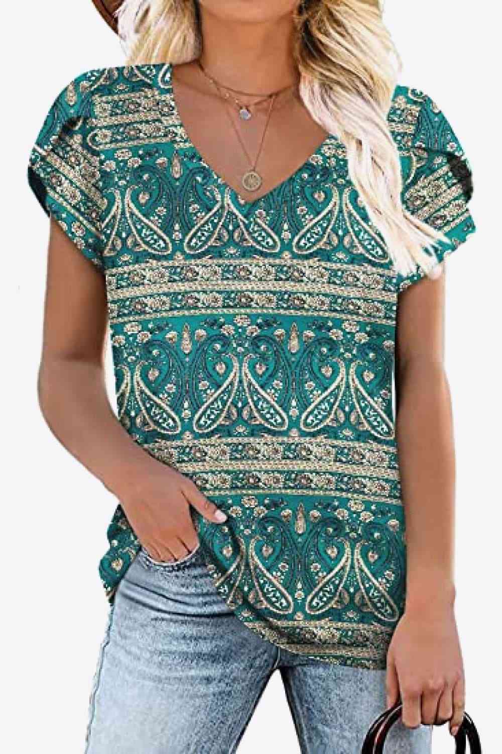 Stilla | Petal Sleeve V-hals Bluse