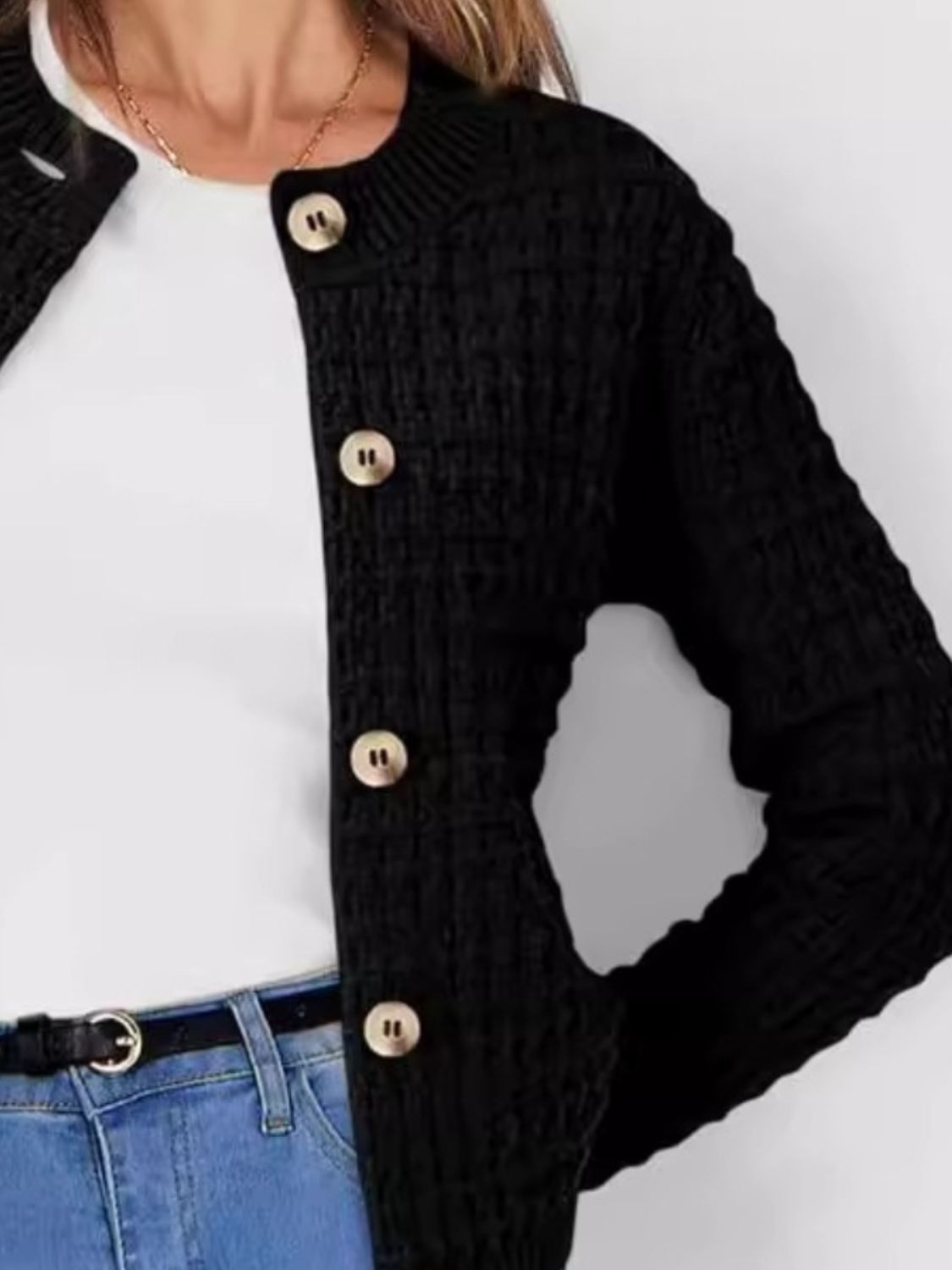 Stilla | Op Rund Hals Lange Ærmer Cardigan