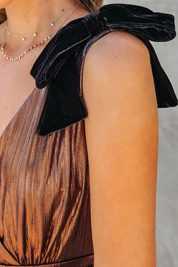 Stilla | Charming Days Velvet Skulderbånd Metalisk Maxi Kjole