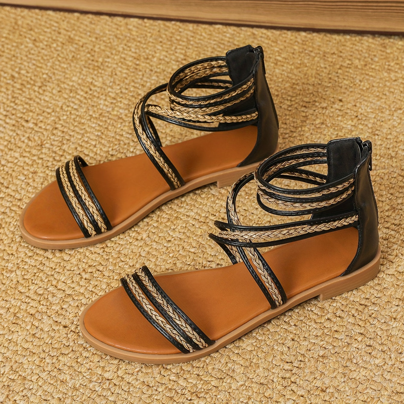 Stilla | Dame Ballerinaer Med Flettede Stropper Boho Sandaler