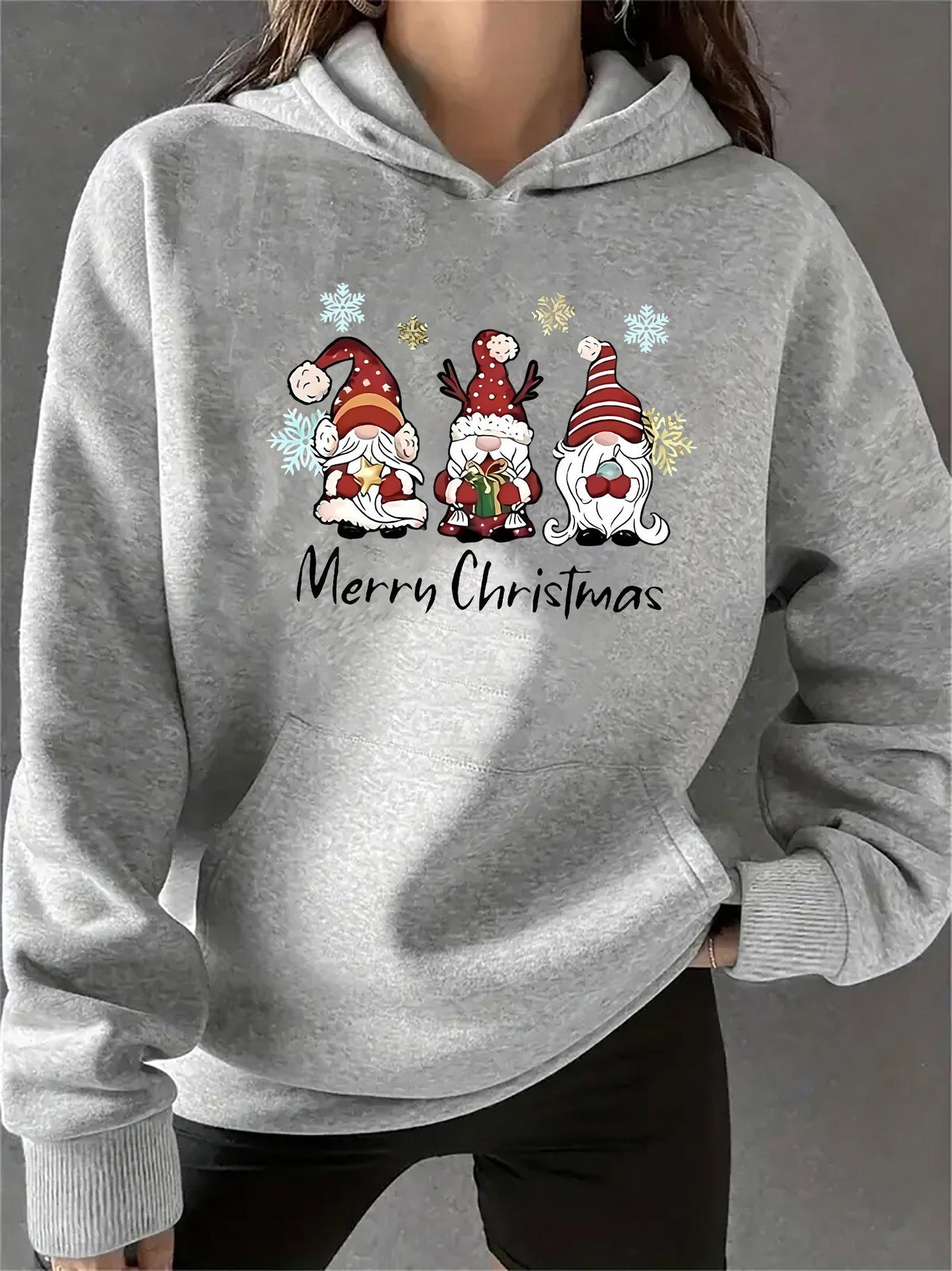 Stilla | Hættetrøje med Juleprint Bomuld Nisse Design