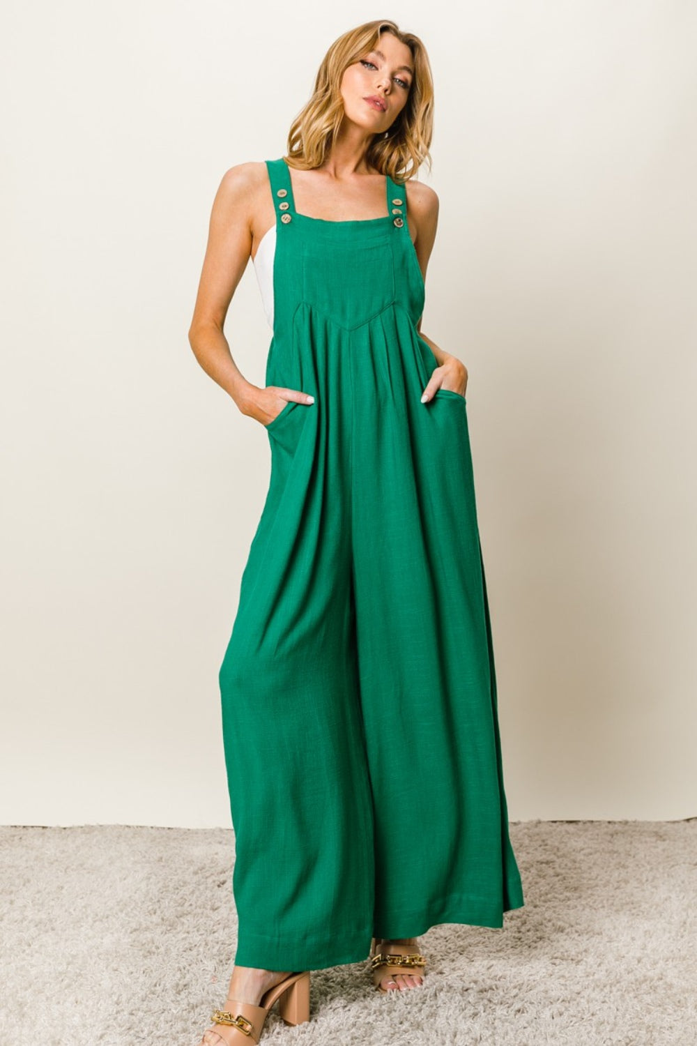 Stilla | Texture Uden Ærmer Bred Ben Jumpsuit
