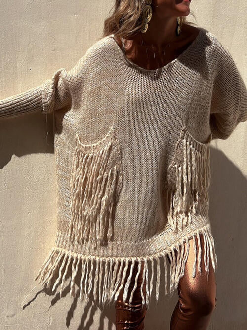 Stilla | Detalje Langærmet Sweater Med Lommer