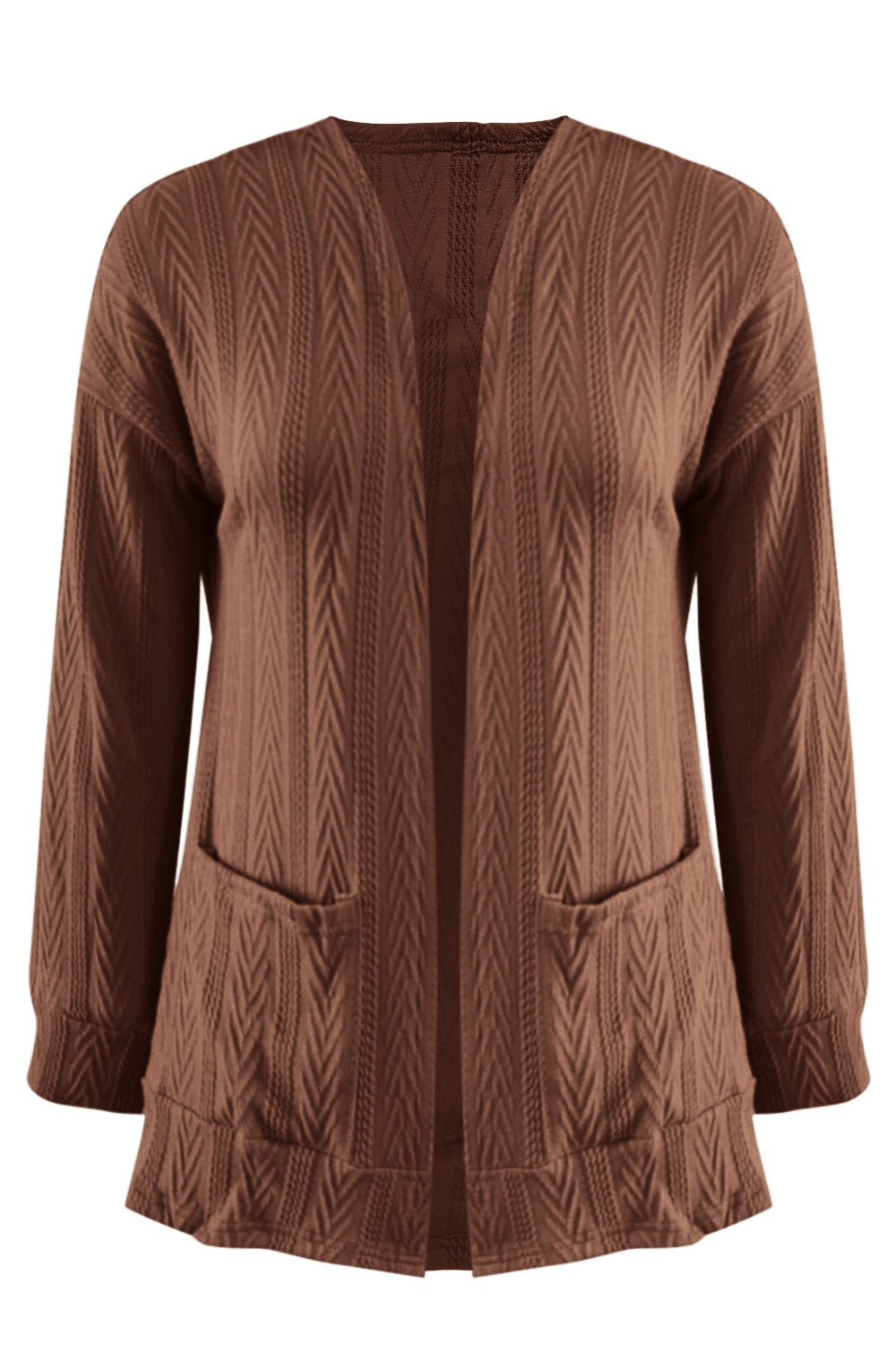 Stilla | Plus Size Tekstureret Åben Front Langærmet Cardigan