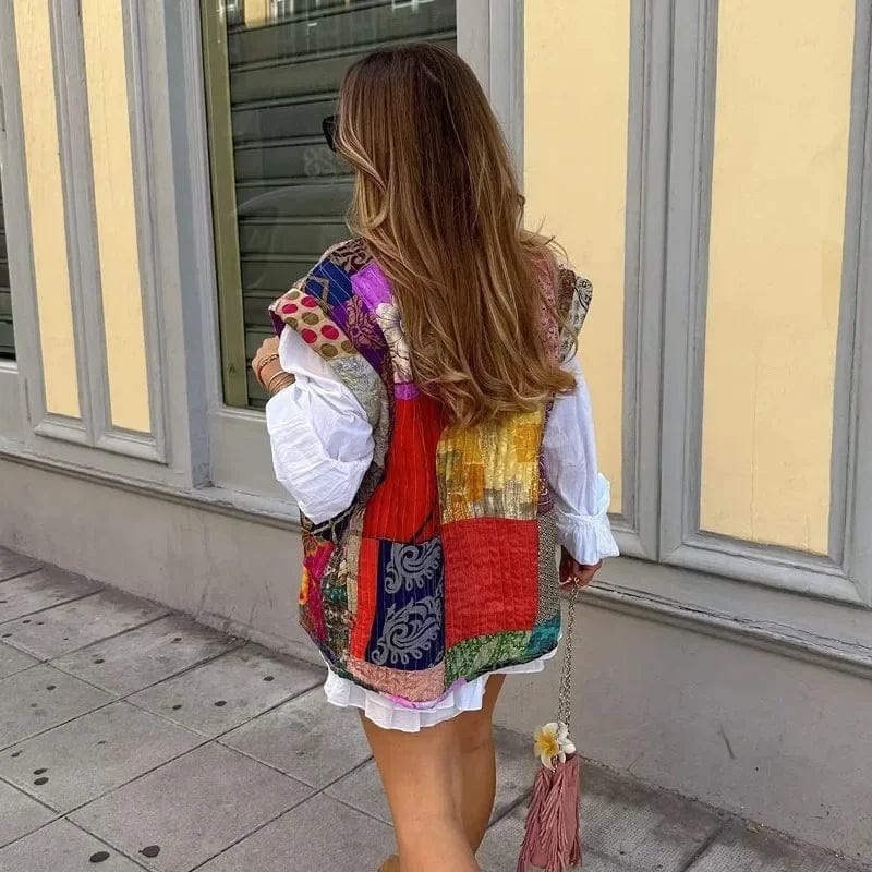 Stilla | Ærmeløs Quiltet Patchworkvest Taelyn