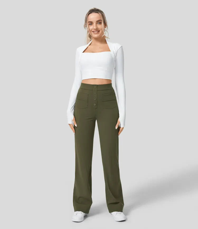 Stilla | Elastische Broek Met Hoge Taille