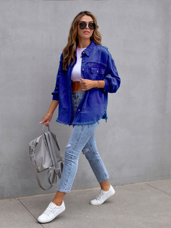 Stilla | Edge Ripped Denim Afslappet Jakke