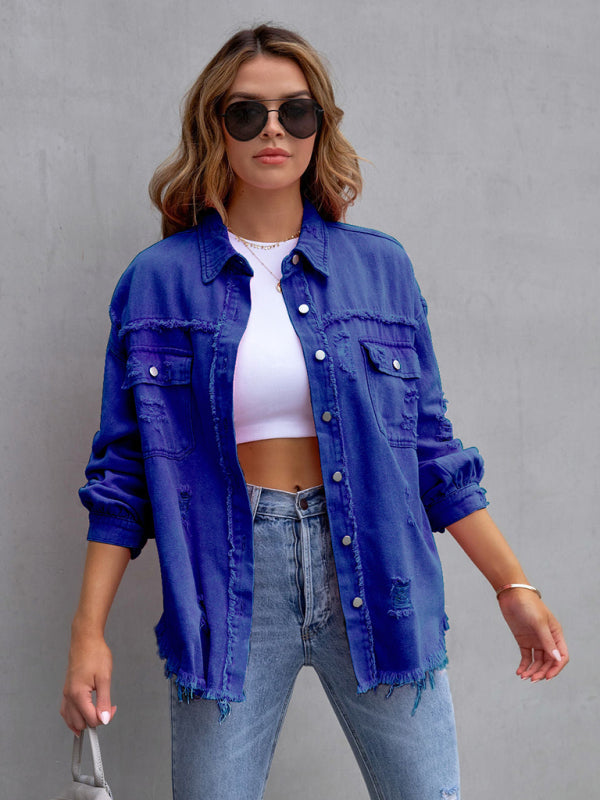 Stilla | Edge Ripped Denim Afslappet Jakke