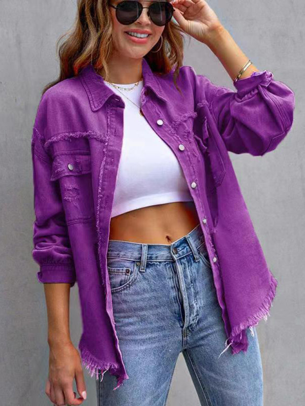 Stilla | Edge Ripped Denim Afslappet Jakke