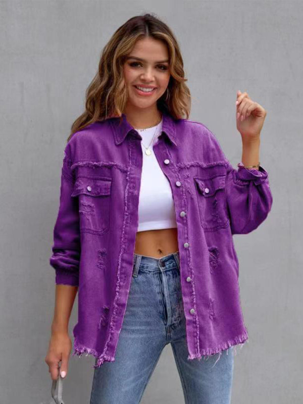 Stilla | Edge Ripped Denim Afslappet Jakke