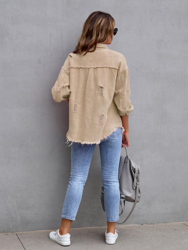 Stilla | Edge Ripped Denim Afslappet Jakke