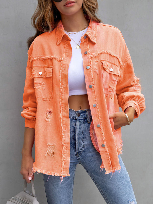 Stilla | Edge Ripped Denim Afslappet Jakke
