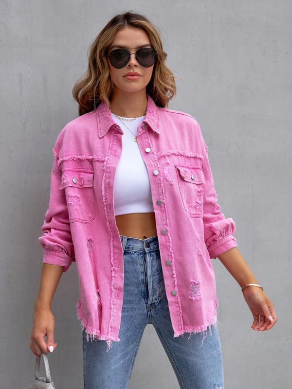 Stilla | Edge Ripped Denim Afslappet Jakke
