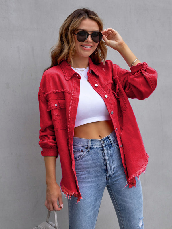 Stilla | Edge Ripped Denim Afslappet Jakke