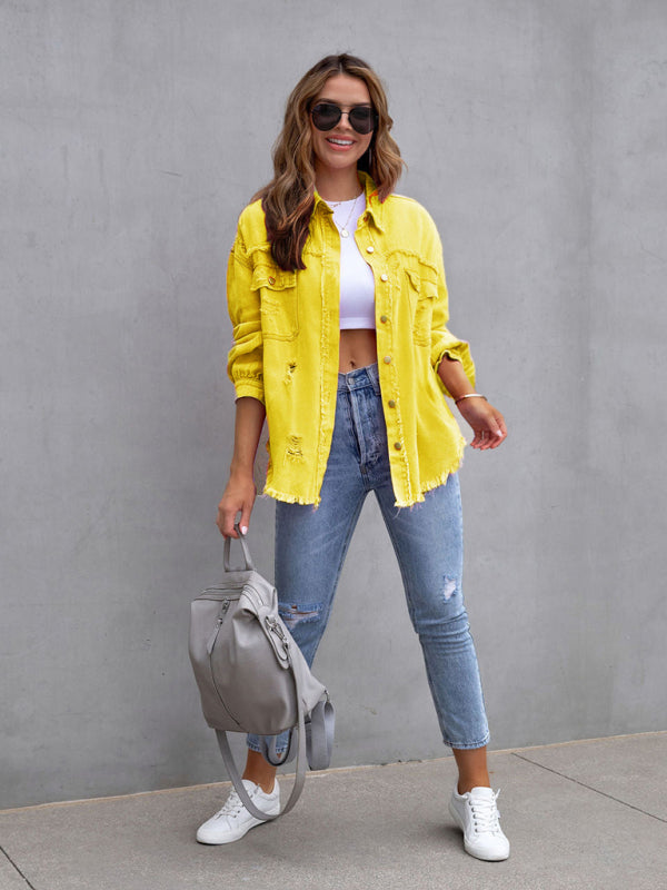 Stilla | Edge Ripped Denim Afslappet Jakke
