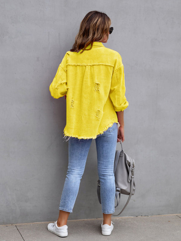 Stilla | Edge Ripped Denim Afslappet Jakke