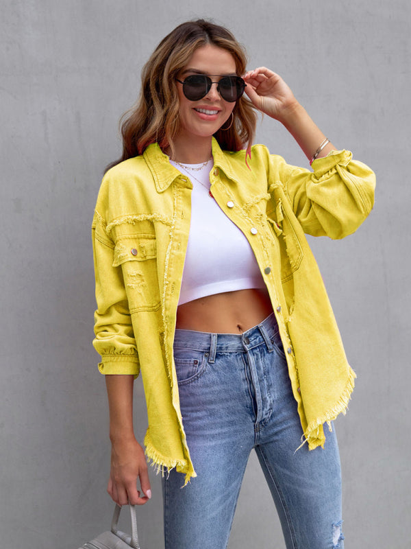 Stilla | Edge Ripped Denim Afslappet Jakke