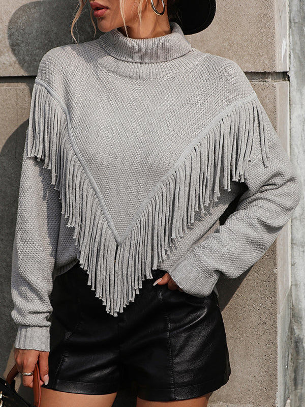 Stilla | Vid Skåret Turtleneck Sweater Med Frynser