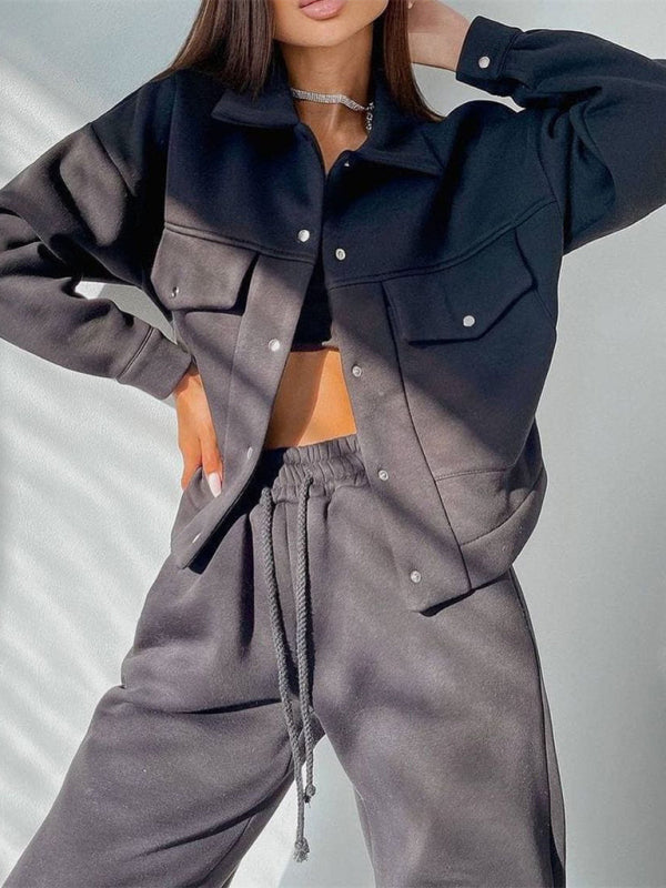 Stilla | Farve Jakke Jakke Casual Bukser Suit Langærmet Jakke Sweater to Delt Suit