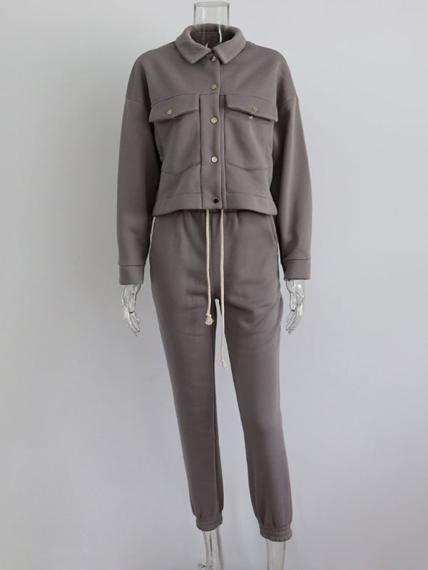 Stilla | Farve Jakke Jakke Casual Bukser Suit Langærmet Jakke Sweater to Delt Suit