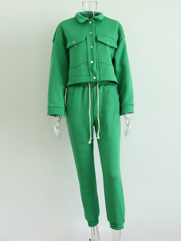 Stilla | Farve Jakke Jakke Casual Bukser Suit Langærmet Jakke Sweater to Delt Suit