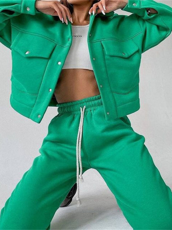 Stilla | Farve Jakke Jakke Casual Bukser Suit Langærmet Jakke Sweater to Delt Suit
