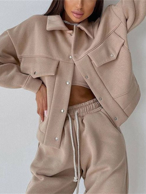 Stilla | Farve Jakke Jakke Casual Bukser Suit Langærmet Jakke Sweater to Delt Suit