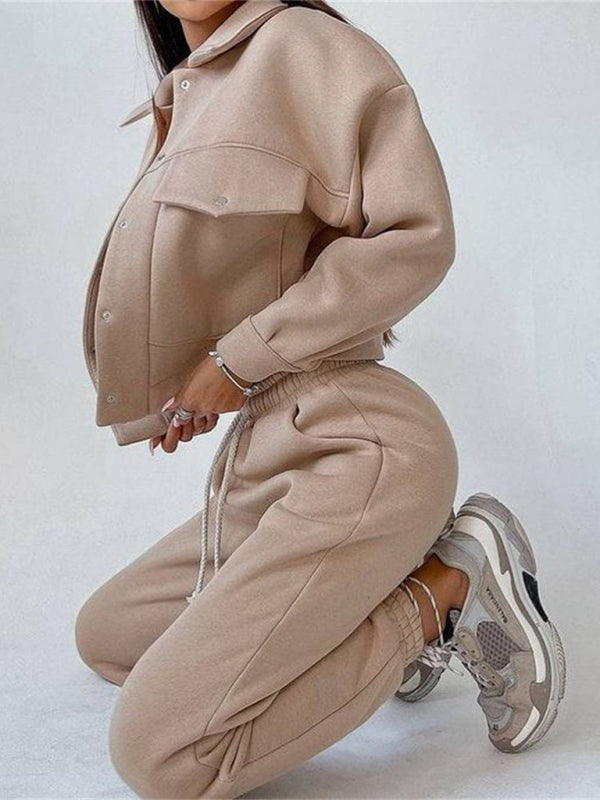 Stilla | Farve Jakke Jakke Casual Bukser Suit Langærmet Jakke Sweater to Delt Suit