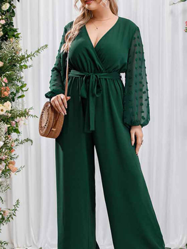 Stilla | Størrelse Forførende Sløjfe Dame Blonde Lige Løs Høj Talje Ensfarvet Jumpsuit