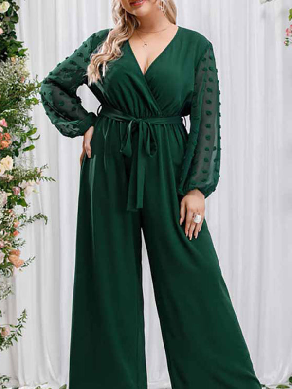 Stilla | Størrelse Forførende Sløjfe Dame Blonde Lige Løs Høj Talje Ensfarvet Jumpsuit